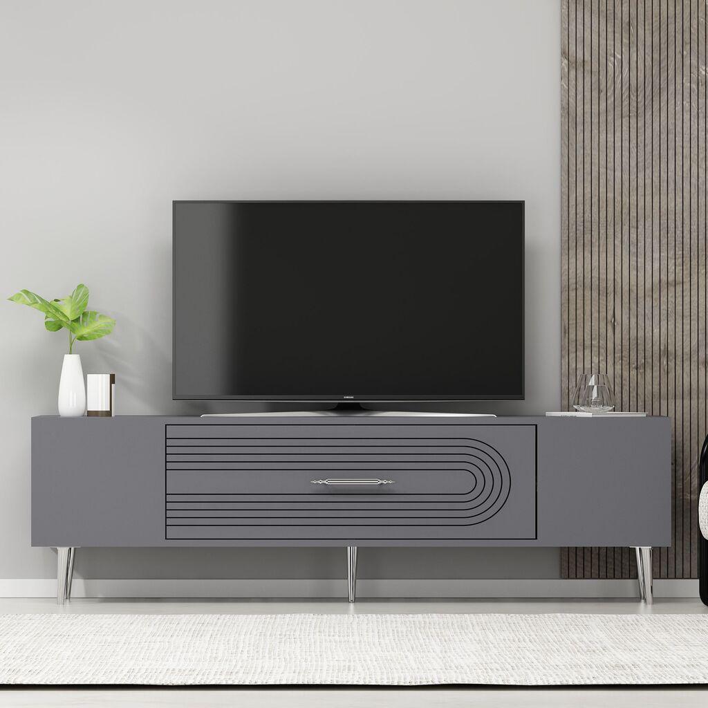 Hanah Home TV komoda Dekol3, 150x48,2x29,6 cm, antracit-srebrna