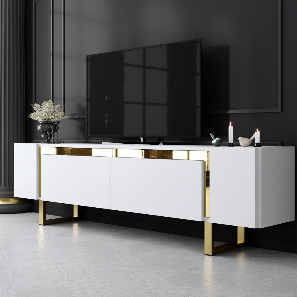 Hanah Home TV komoda Yildiz, 180x50x30 cm, bijelo-zlatna boja