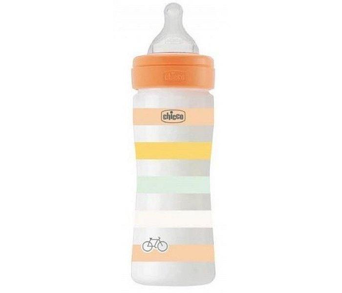 Flašica staklena 240 ml 0+silikon wb narandzasta djevojčica