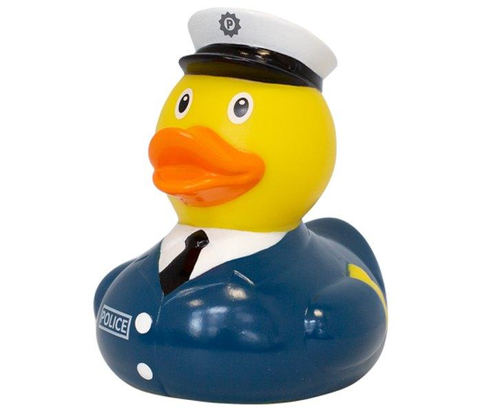 Gumena igračka Lilalu patka za kupanje policajac