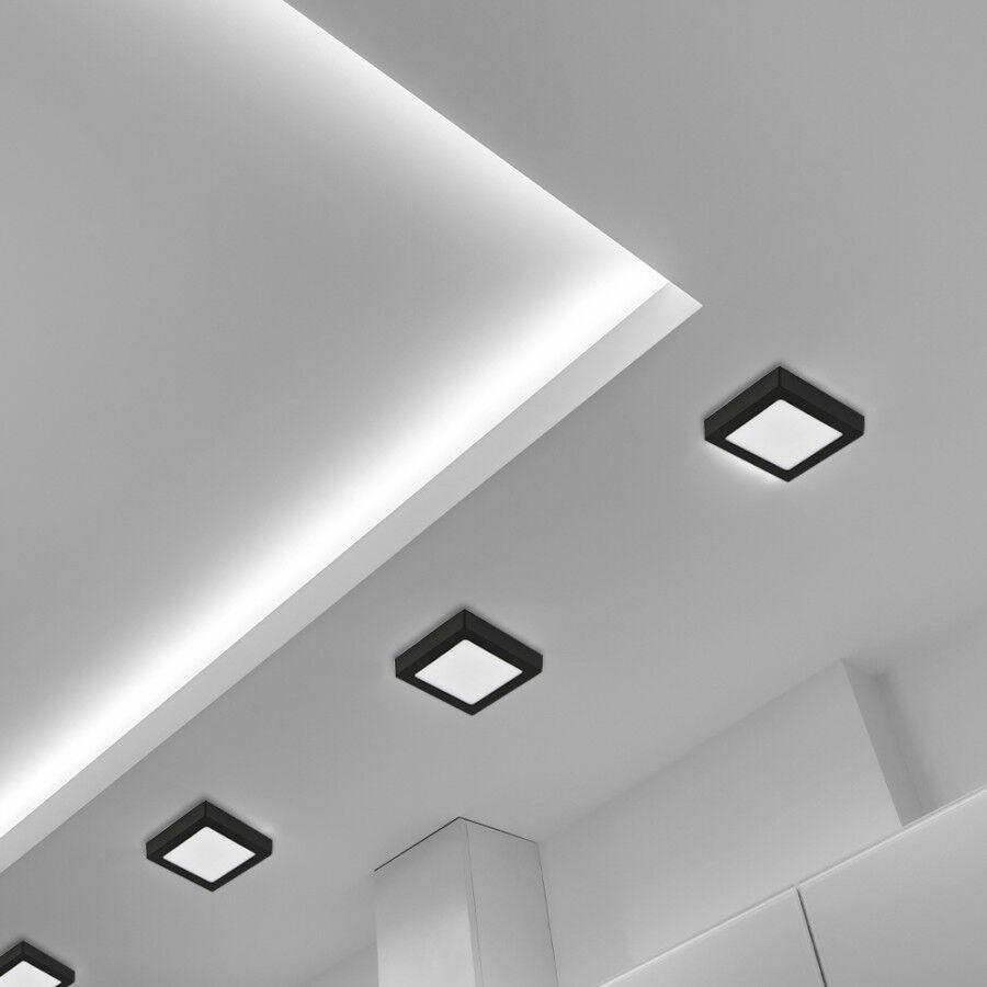 E-light LED panel 6W, Kvadratni, Nadgradni, 3000K, Crni