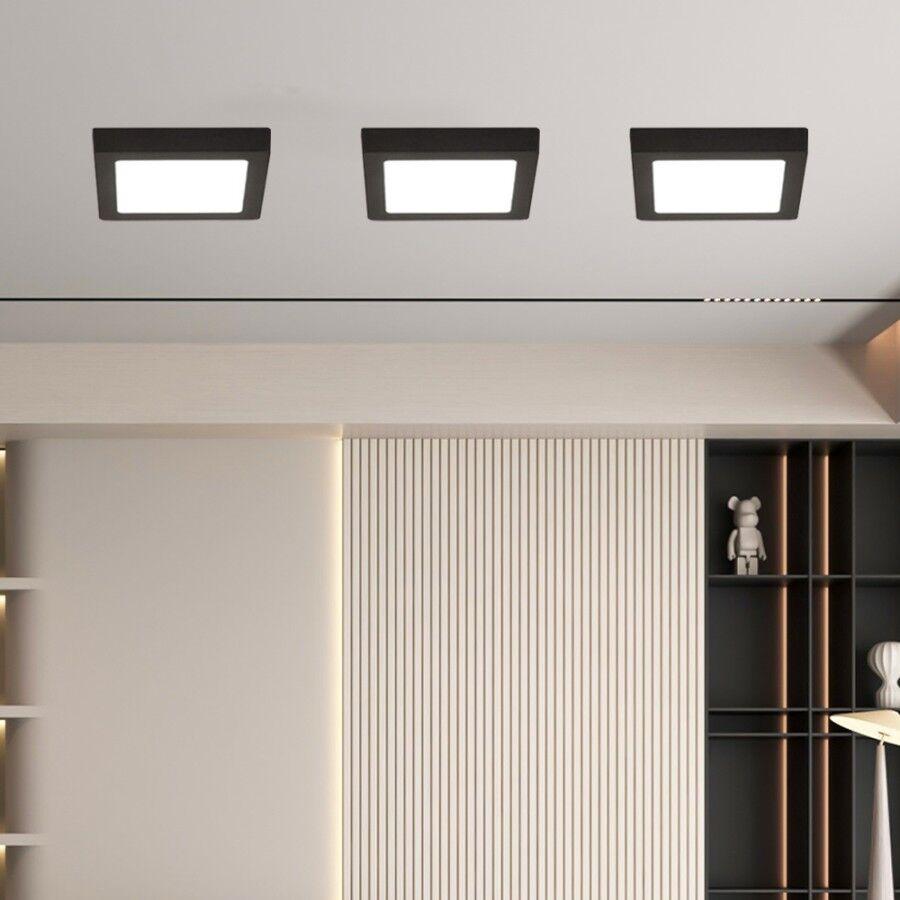 E-light LED panel 18W, Kvadratni, Nadgradni, 6500K, Crni