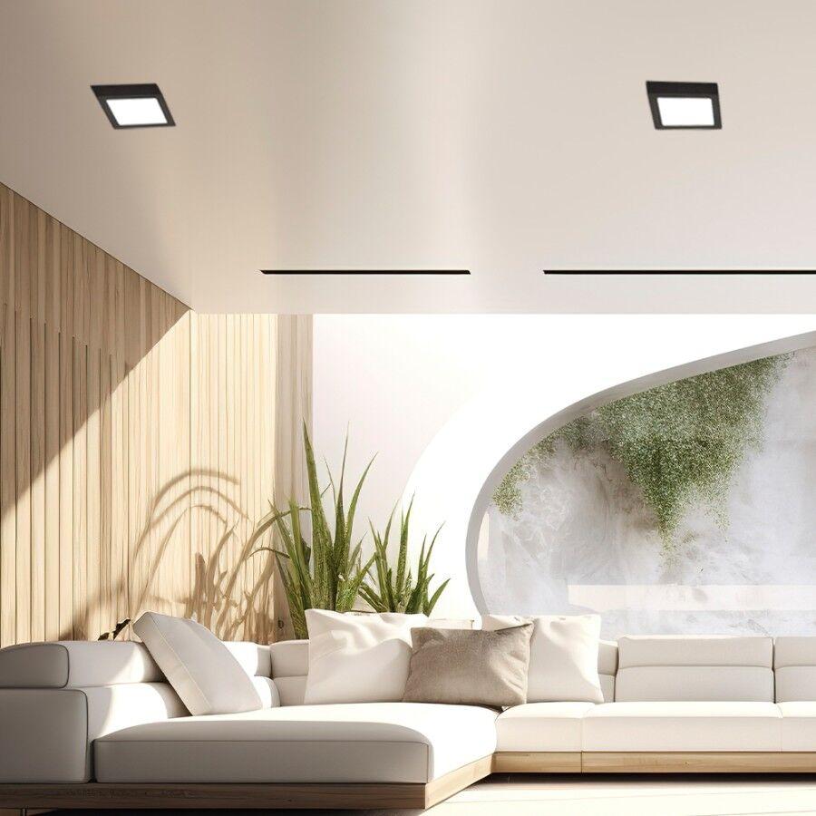 E-light LED panel 12W, Kvadratni, Nadgradni, 6500K, Crni