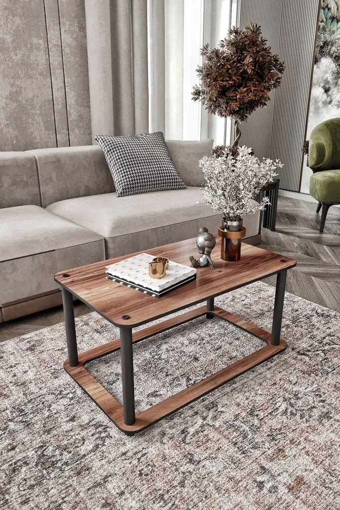 Hanah Home Club stolić s otvorom, pravokutni, 70x38x42 cm, smeđi