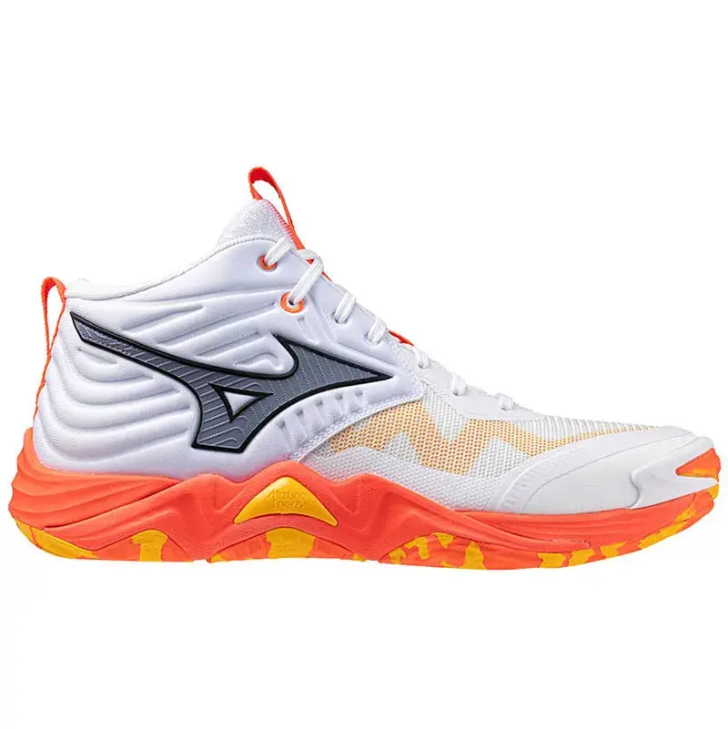 Mizuno patike Wave Momentum Elite Mid, bijelo-narandžaste