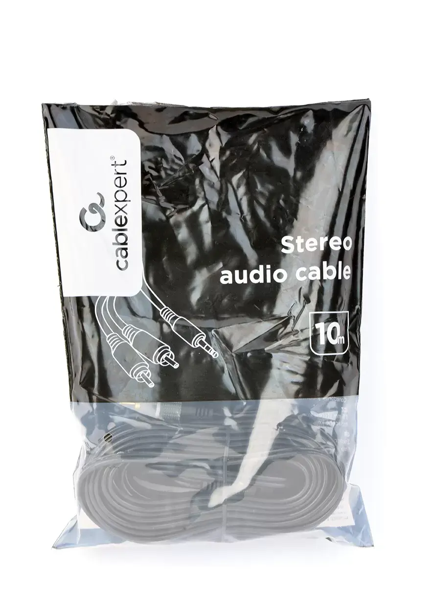 CableXpert 3.5 mm stero na 2*RCA 10m kabl, Crni