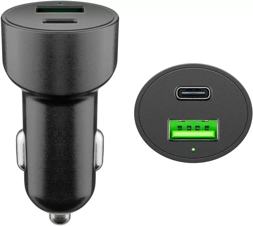 Goobay Dual USB + USB-C auto punjač brzi 48W, Crni