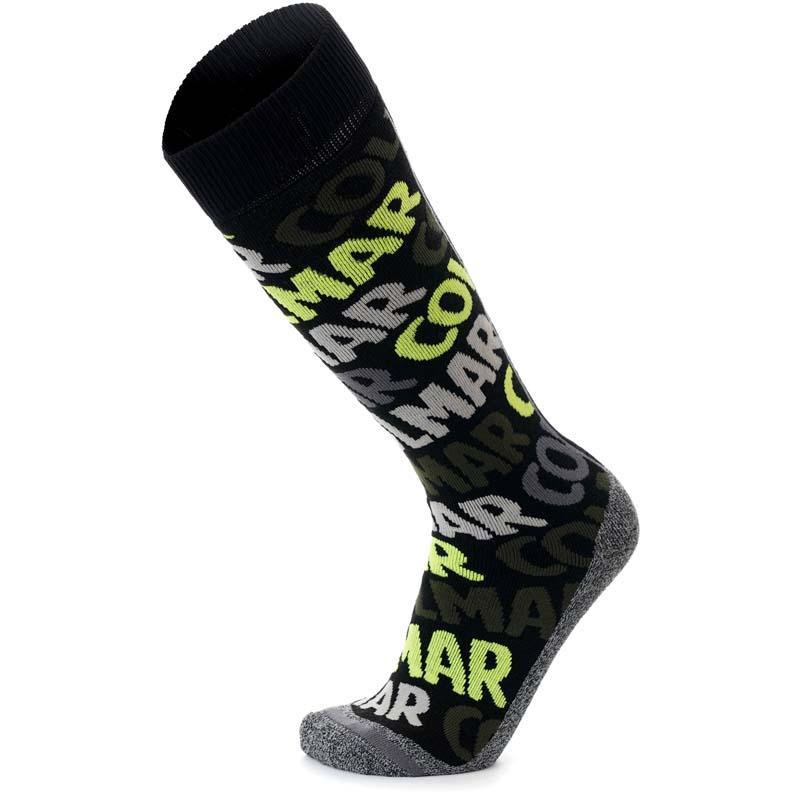 COLMAR Skijaške čarape od mekog frotira s natpisom loga, crno-sive