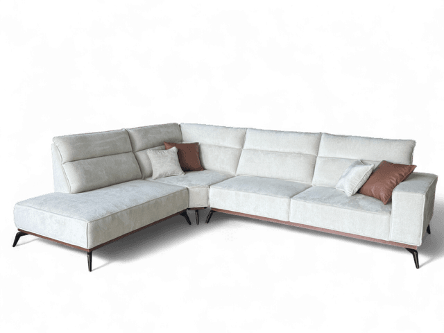 Ankona Ugaona Garnitura Ankona Tud 310*240 1R Leva Stof Metropolis Silver 08/Postolje Americki Orah Nogice Crna Mat Stof Sivi