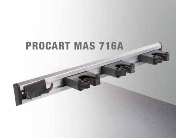 Zidni držač za metle, Aluminijum, Plastika