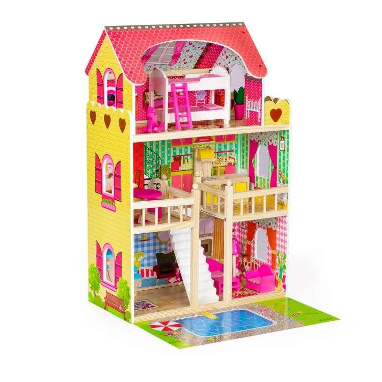 ECO TOYS Drvena kućica sa bazenom i rasvjetom