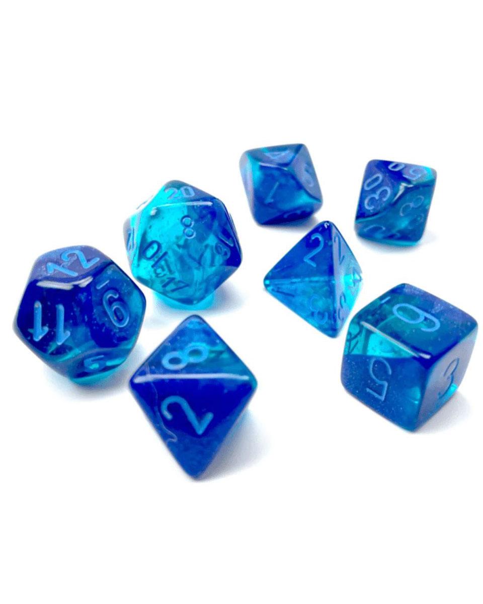 CHESSEX Poliedarske kocke, 7 komada, plave