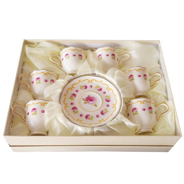 Set šoljica za kafu Fina kuća Purple, 6 komada, Roze-bijeli