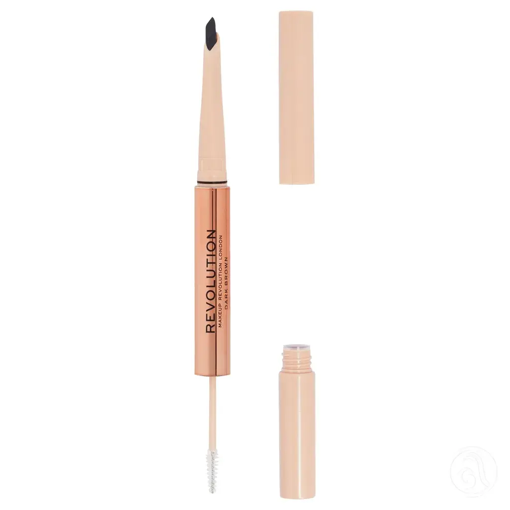 Revolution Olovka i gel za obrve 2u1 Fluffy Brow Duo Dark Brown 0.12g+1ml