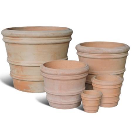 TKPOTTERY Saksija terakota L19xW19xH16cm DOUBLE RINGS 19