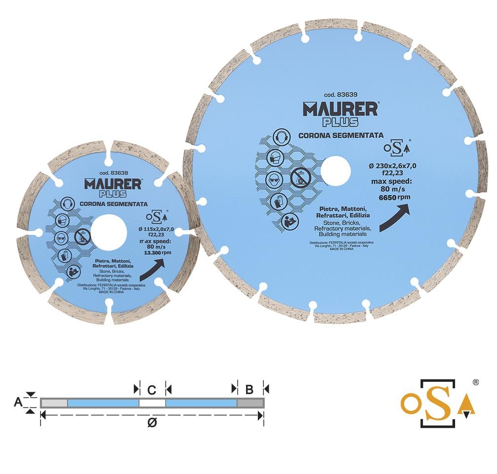 Maurer Dijamantna rezna ploča za ciglu i crijep 115x22.2x2mm