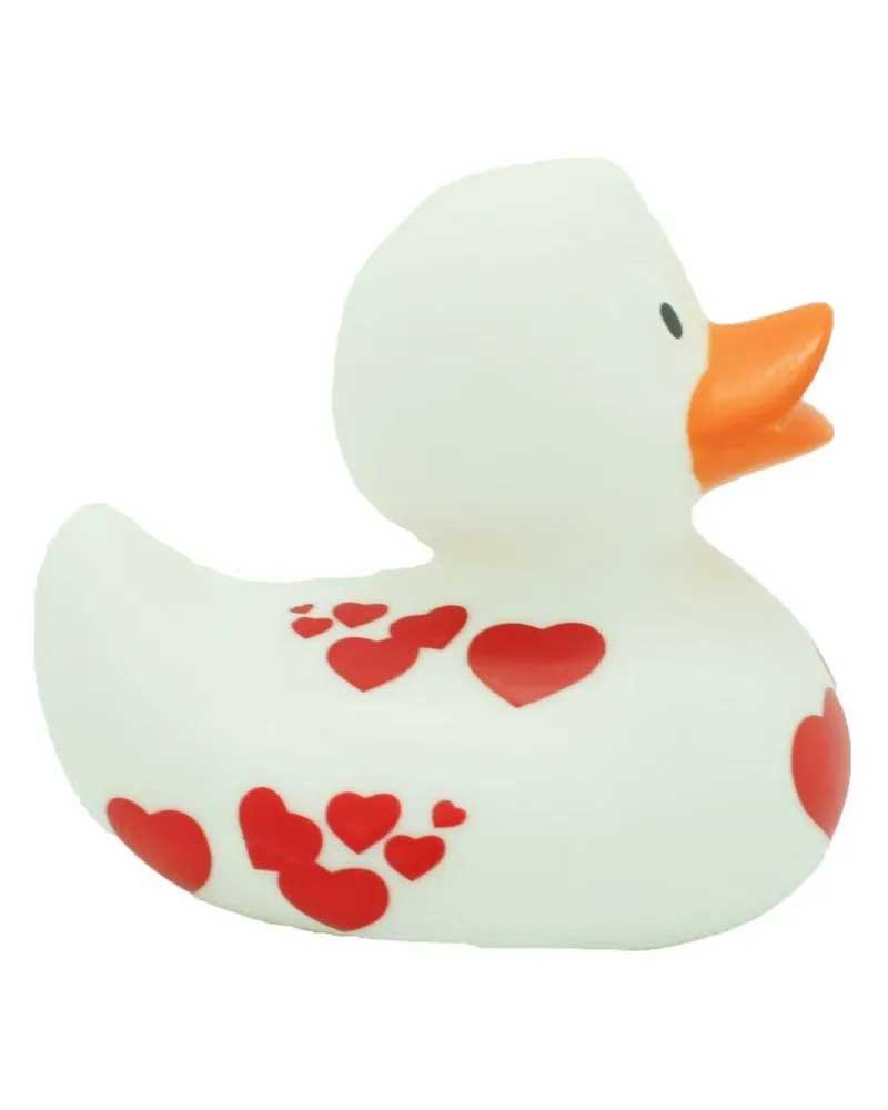 Lilalu Patkica - White  With Red Hearts  - Rubber Duck