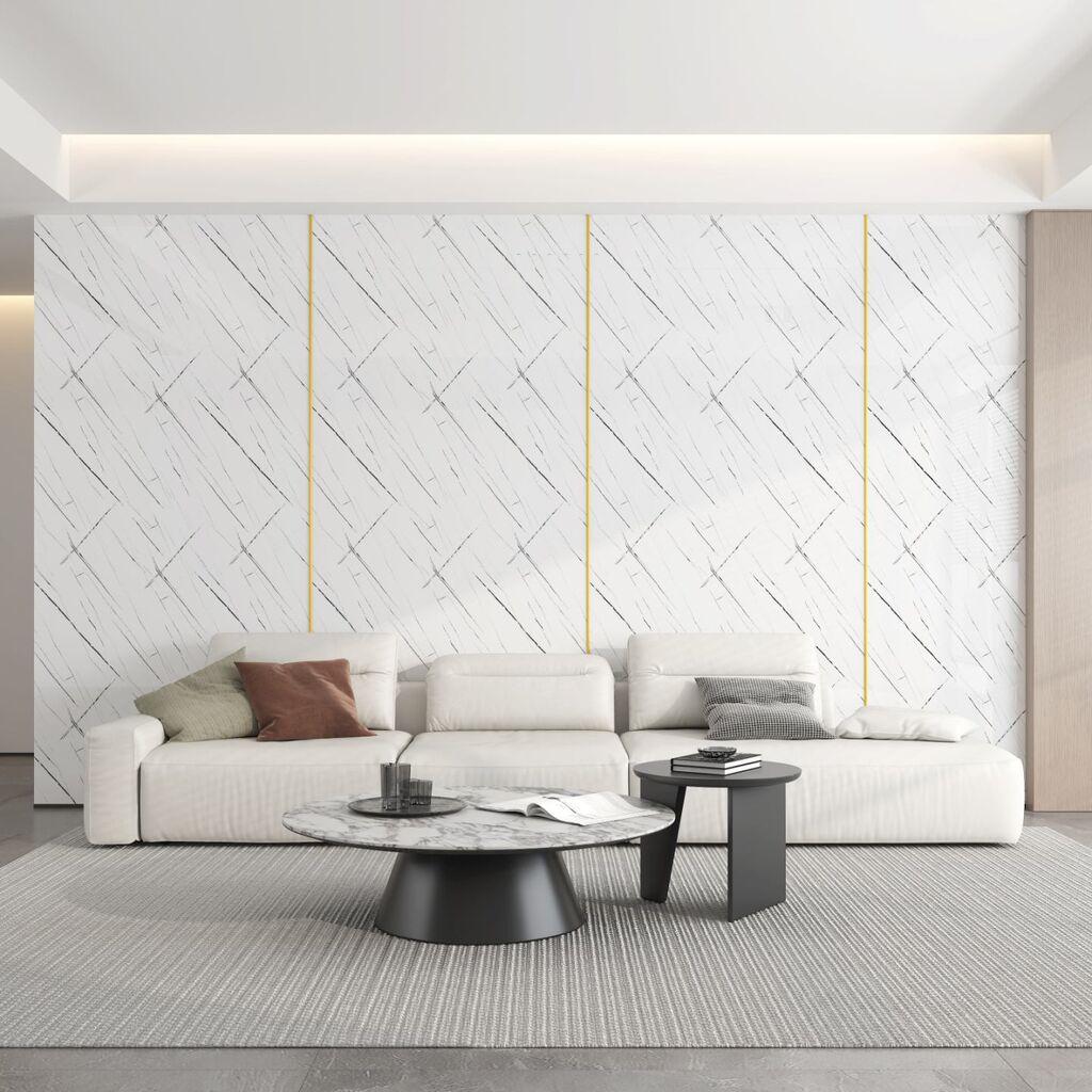 Tapeta Samoljepljiva Panel Zidna Obloga 60Cm.X 2.8 Metara X 2.5 Mm Debljine Fc7013-1  Sa Crnim Sarama, Bijela