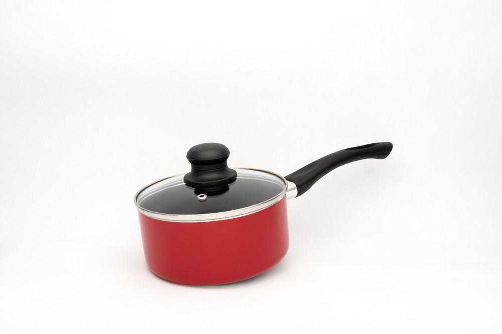 Šerpa Sa Jednom Ruckom I Staklenim Poklopcem /Indukciono Dno 16*7.5Cm .Aluminiju