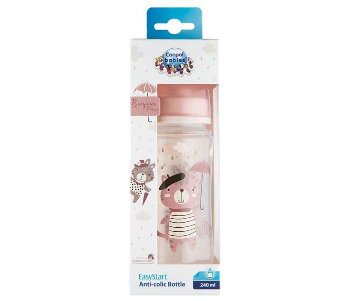 CANPOL BABIES Dječja flašica sa širokim grlom Easy Start pp Bonjour Paris 35/232 240 ml pink