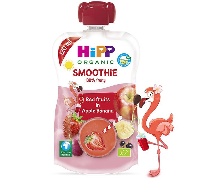 HiPP Voće u tubi - smoothie crveno voće sa jabukom i bananom 120g
