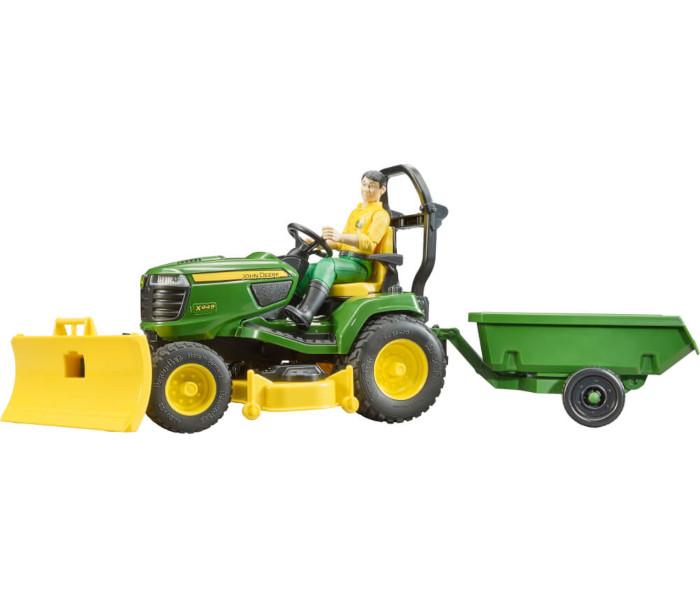 Igračka figura radnika sa traktorom i prikolicom Bruder, Zelena