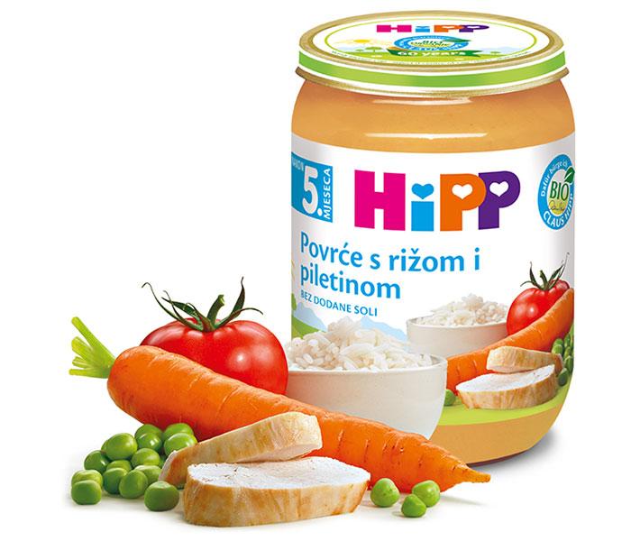 HIPP Dječja kaša od povrća sa pirinčem i piletinom Bio 190g