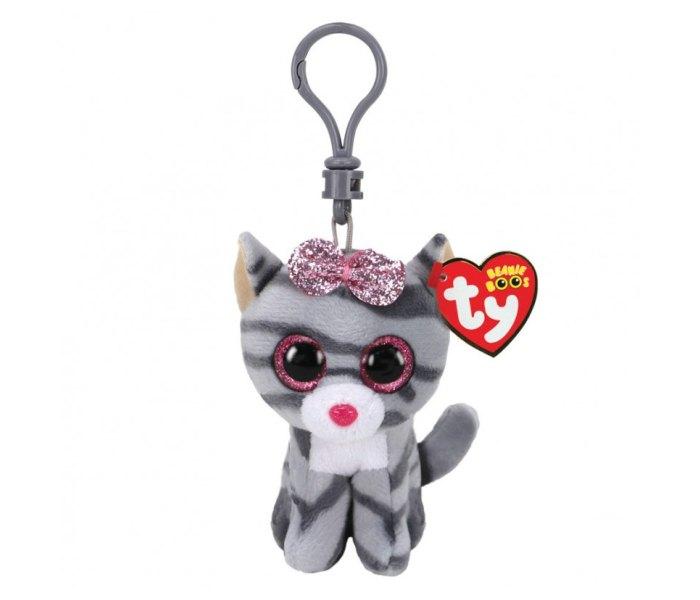 TI PLIŠE BOOS KIKI, 8,5 cm - siva mačka - Klip
