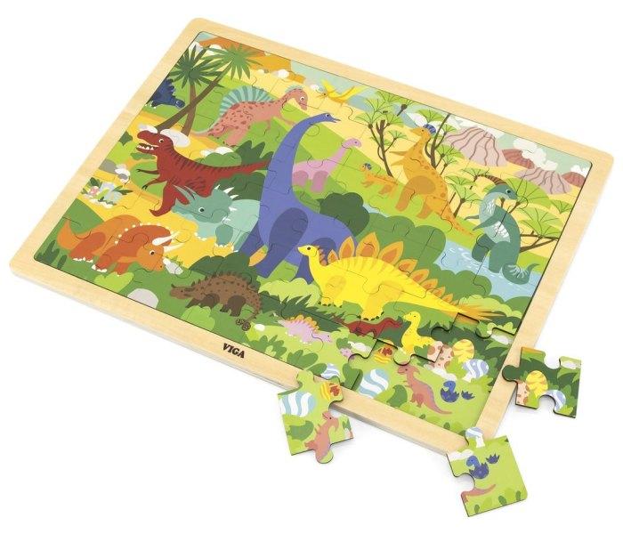 Viga drvoIgračka Master drvene puzle dinosaurusi 48kom.,Šarena