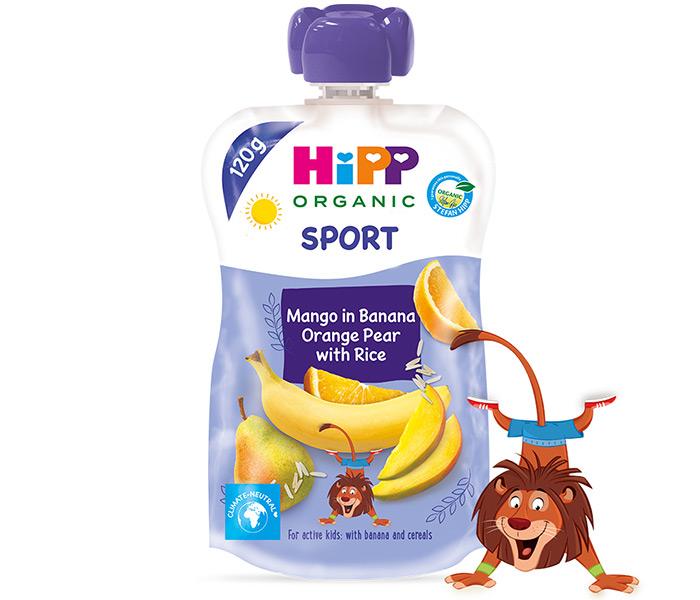 HiPP Voće u tubi - sport-mango, banana, pomorandža rižom 120g