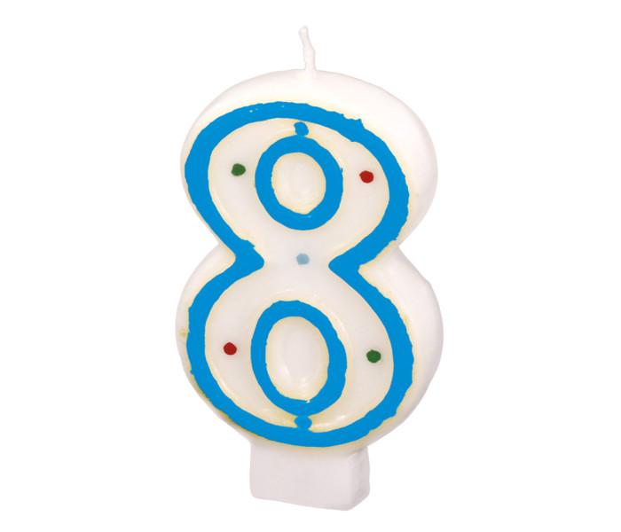 AMSCAN Rođendanska svijeća broj 8 plava i bijela