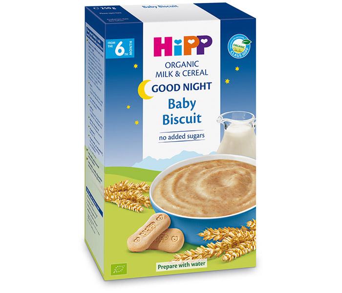 HIPP Organic instant mlečna kaša, laku noć sa dečijim biskvitom 6M+, 250g