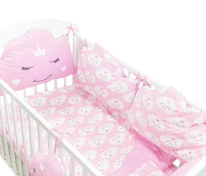 Ready Posteljina sa ogradicom oblačic, Roze