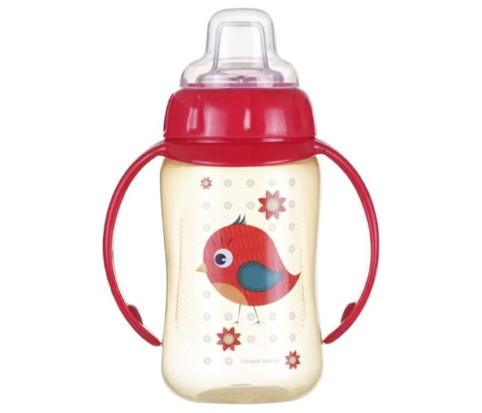 CANPOL lutka za bebe sa ručkama i kljunom 56/512 "Happy Animals - Training" Bird 320ml crvena