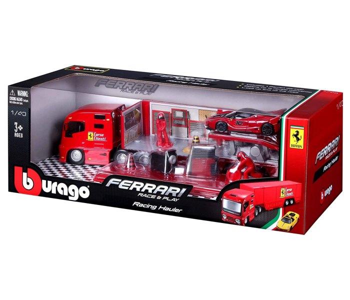 Burago Igračka Burago Ferari racing hauler kamion set