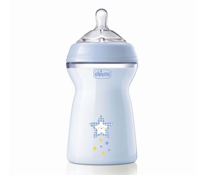 CHICCO plava boca sa silikonskom bradavicom 6+ Nat Feeling 330 ml