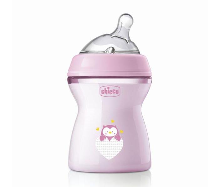 CHICCO boca plastična nat feel 250ml roza 2m+ silikon