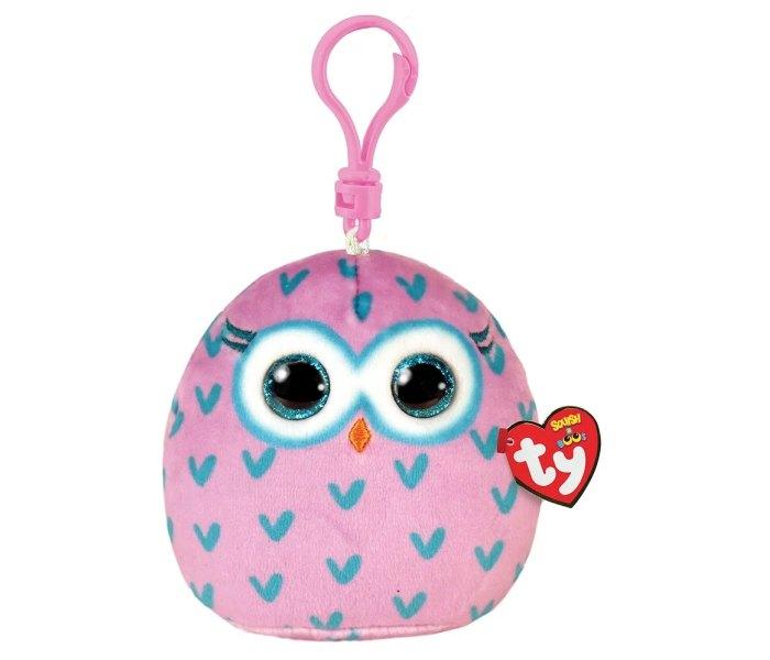 TY Owl-Squishy kapice WINKS, 8,5 cm - kopča