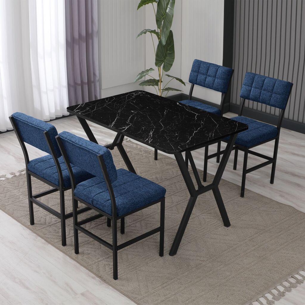 Hanah Home trpezarijski sto i stolice Dubai, plava i crna