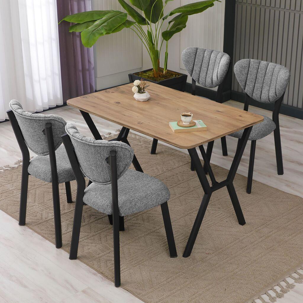 Hanah Home Trpezarijski sto i stolice Elma, sivo-krem