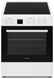 Tesla CV6400SW električni šporet, staklokeramička ploča, 6 funkcija, 56l, en. klasa A, bijeli
