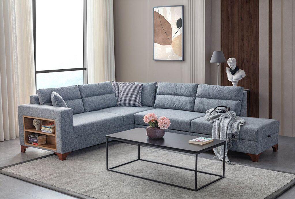 Atelier del Sofa Ugaona sofa na razvlačenje Tloft Lijeva, 230 x 285 cm, Siva