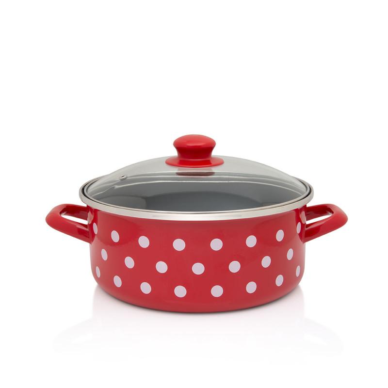 Metalac lonac sa poklopcem RED DOTS 18cm/2.2l