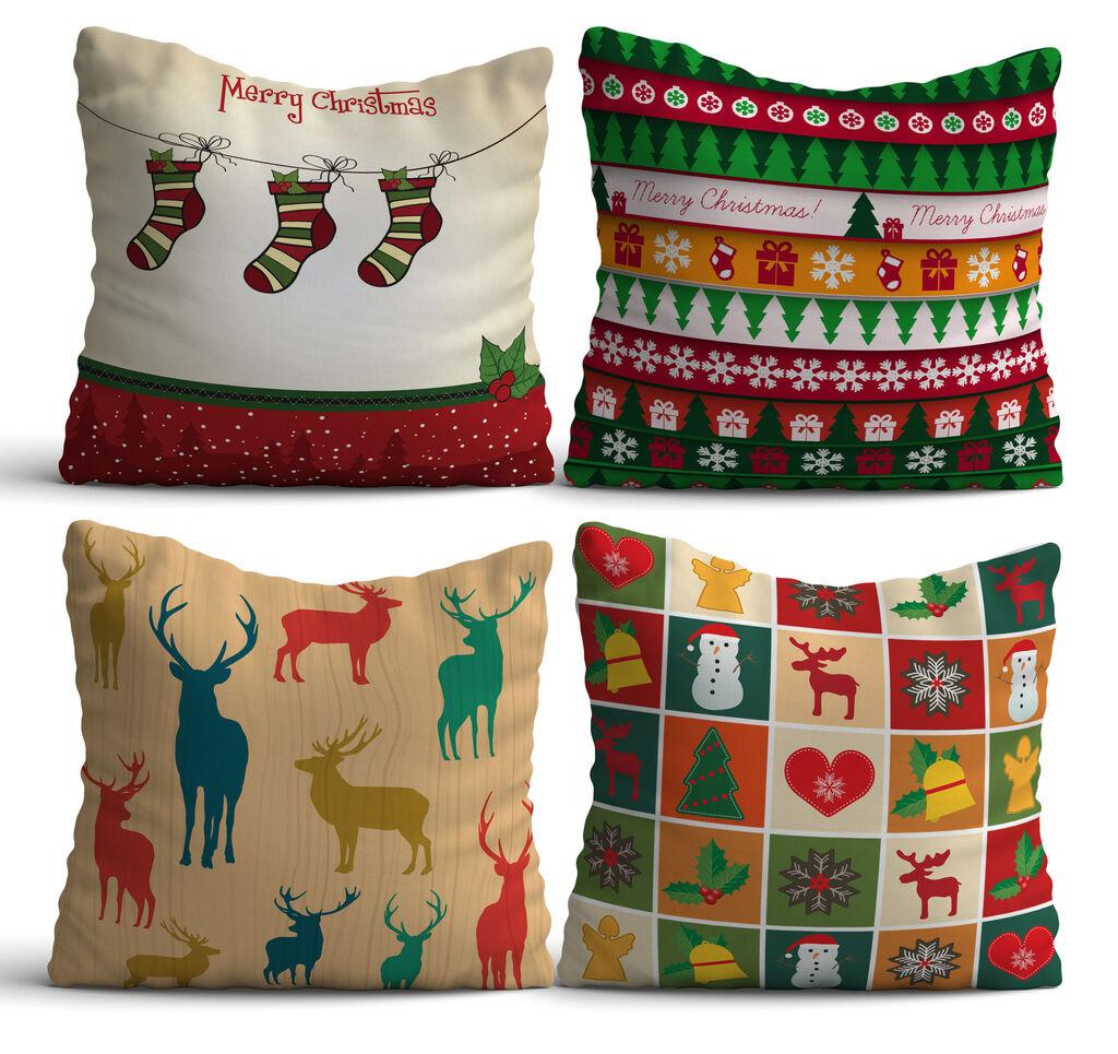 Aberto Design NYXMAS05 Set od 4 ukrasna jastuka, 43 x 43 cm, Šareni