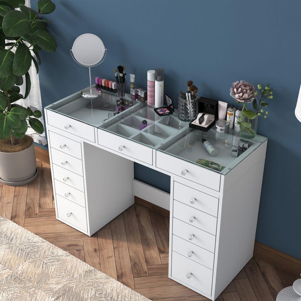 Hanah Home Stol za šminkanje 120x79,8x44,5cm Bijeli