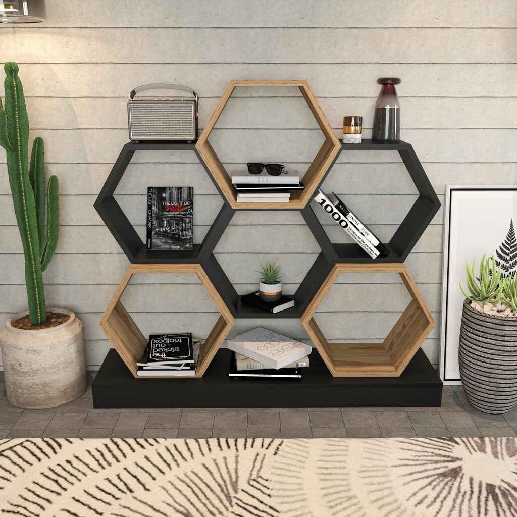 Hanah Home Polica 120x109x29,5cm Crno-Hrast