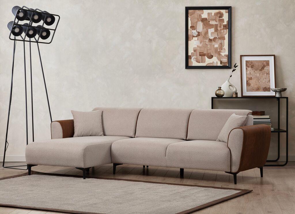 Atelier del Sofa Kutna garnitura Aren 145x43x206cm Bež-Cimet