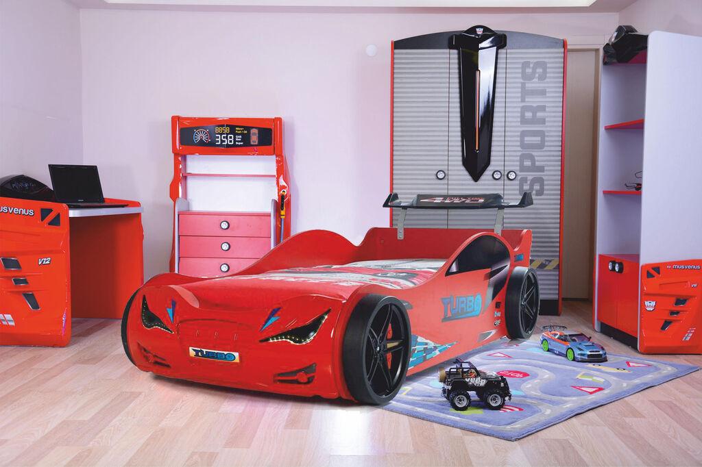 Hanah Home Dječiji krevet - auto Eco 120x60​​x230cm, Crveni