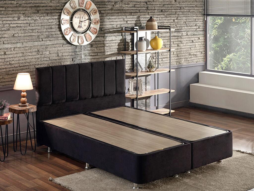 Hanah Home Bračni krevet s prostorom za odlaganje Ela 140x38x190cm Crni