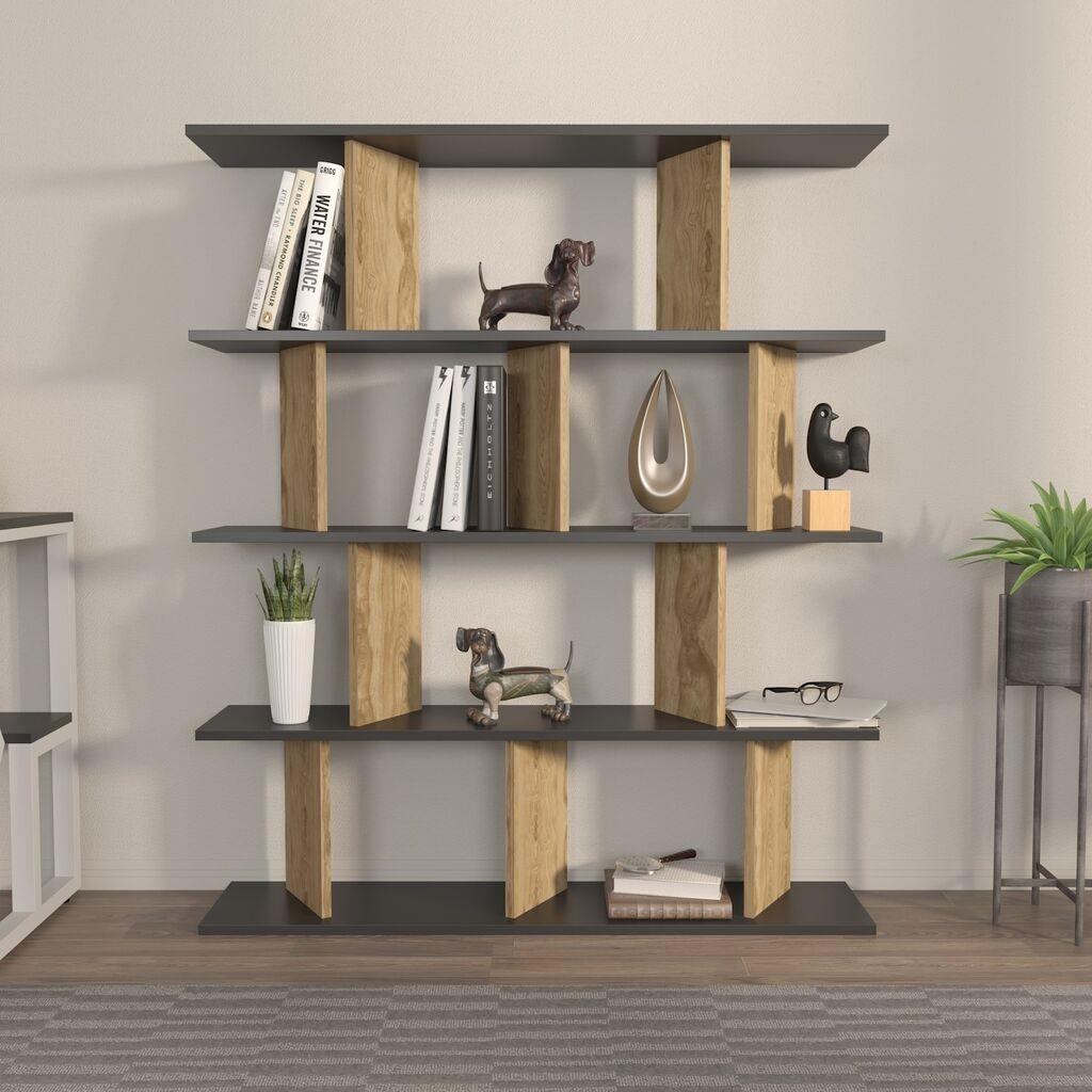 Hanah Home Polica 120x141x24,6cm Crno-Hrast